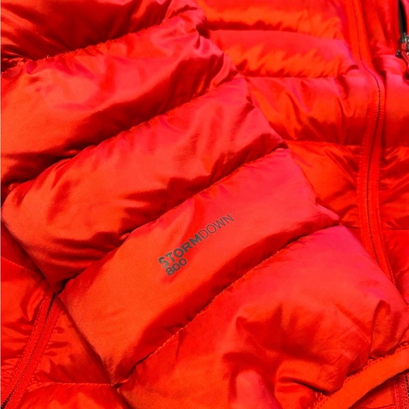 Eddie Bauer StormDown 800 Orange Puffer Puffy Goose Down Mens Jacket Size Large - Picture 4 of 10
